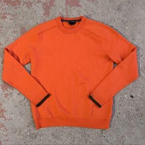 AETHER 100% Merino Wool Crew Sweater Women's L Sweater Orange Cozycore